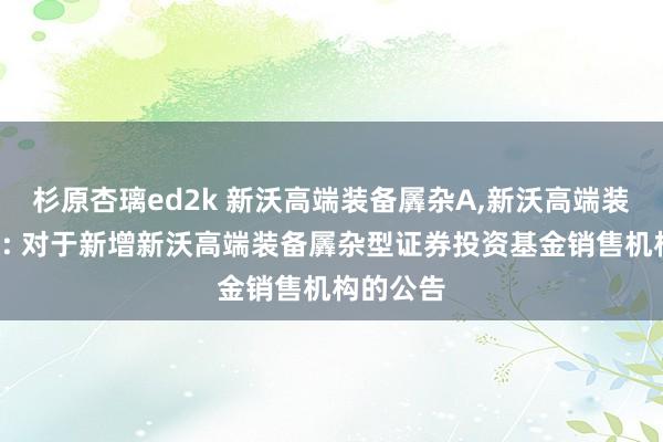 杉原杏璃ed2k 新沃高端装备羼杂A,新沃高端装备羼杂C: 对于新增新沃高端装备羼杂型证券投资基金销售机构的公告