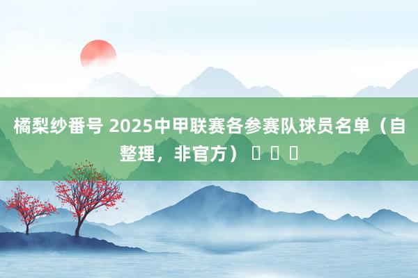 橘梨纱番号 2025中甲联赛各参赛队球员名单（自整理，非官方） ​​​