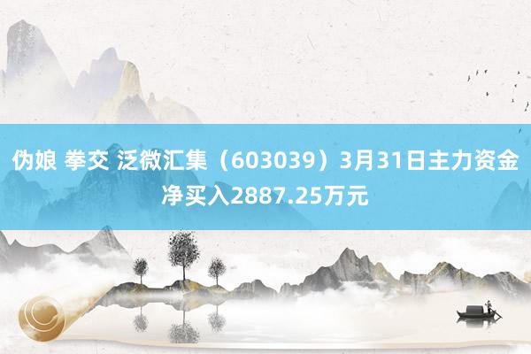 伪娘 拳交 泛微汇集（603039）3月31日主力资金净买入2887.25万元