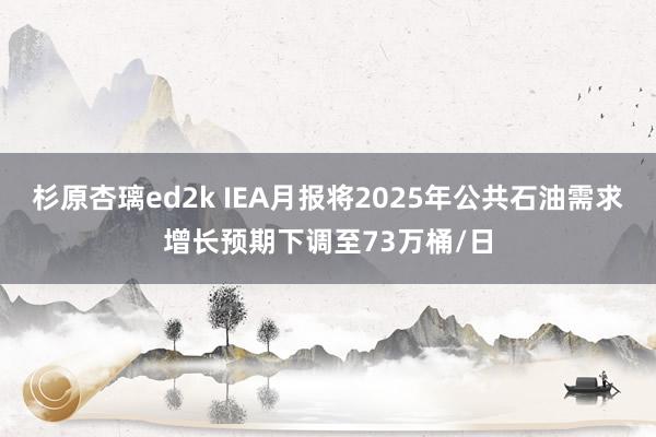 杉原杏璃ed2k IEA月报将2025年公共石油需求增长预期下调至73万桶/日