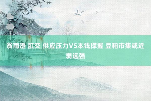 翁雨澄 肛交 供应压力VS本钱撑握 豆粕市集或近弱远强