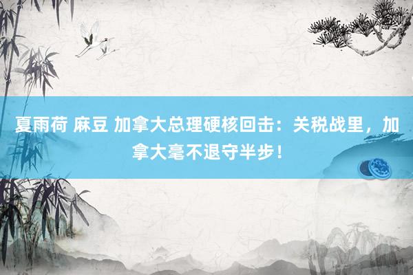 夏雨荷 麻豆 加拿大总理硬核回击：关税战里，加拿大毫不退守半步！